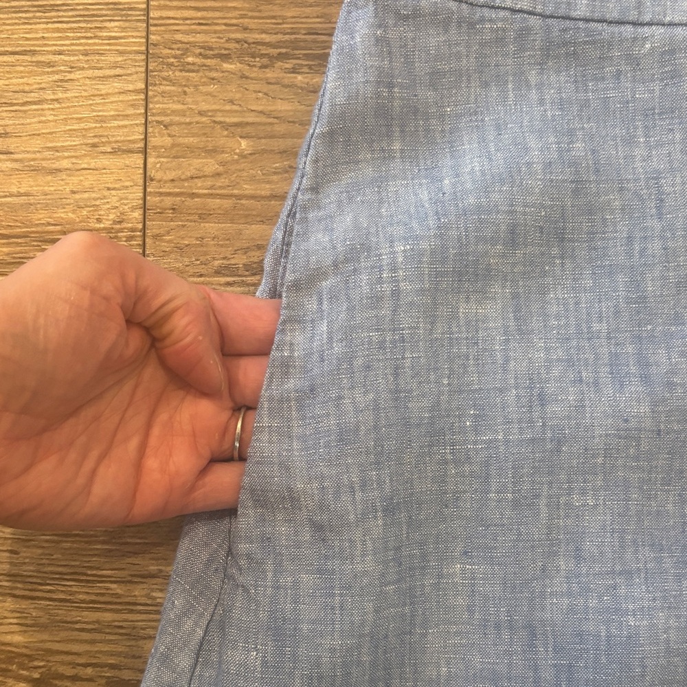 Boden Light Blue Linen Button-Front Midi Dress - Picture 12 of 15